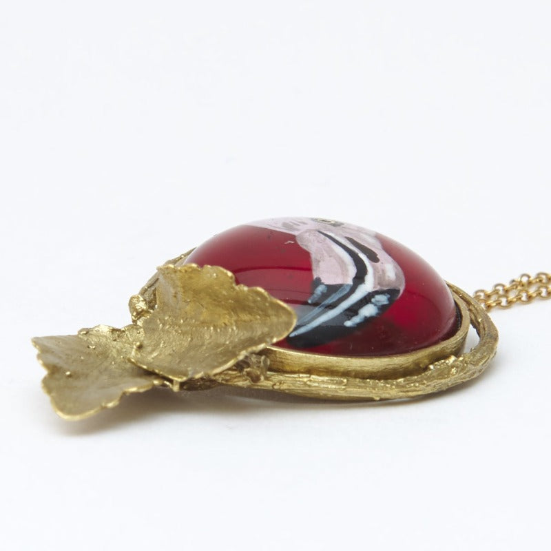 Flamingo glass marble necklace