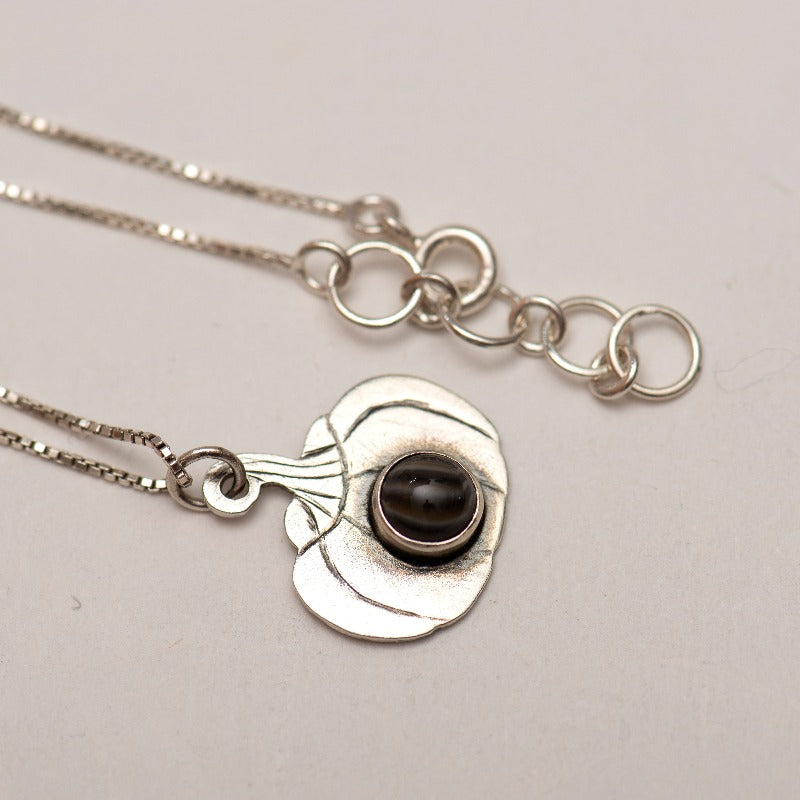 Silver and glass pumpkin necklace